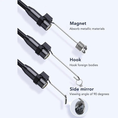 IP67 Waterproof Endoscope Camera With 1080P HD Image Articulating Borescope attachments: magnet, hook, side mirror