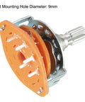 Close-up of Band Selector Rotary Switch 5 Pin 1 Pole 4 Position, 9mm Thread, 6mm Shaft for DIY radios and electronics.