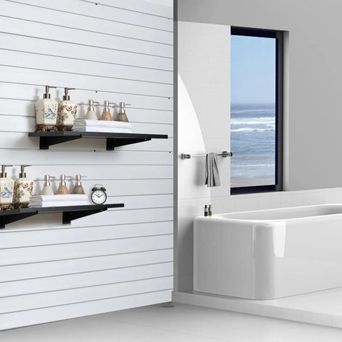 12 Inch Slatwall Shelf Bracket Heavy Duty Lip For Garage And Retail Displays Universal Slatwall Compatibility installed