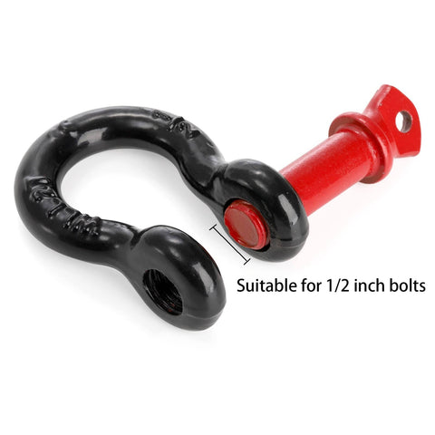 6 Pack Half Inch D Ring Shackle 2.0 Ton Capacity Heavy Duty Screw Pin For Tow Straps Winch Off Road Truck Recovery Black Powder Coated