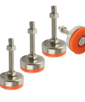 4 Pcs M12x100mm Furniture Leveling Feet With Adjustable Threaded Sockets For Home Kitchen Office Garage Workshop And Shop Use Easy Height Adjustment For Moving Furniture, metal feet with orange base