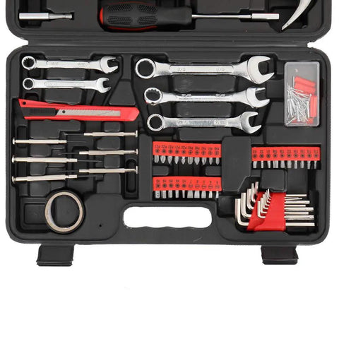 148 Piece Iron Household Tool Set In Red With Plastic Toolbox Storage Case The Go To Home Repair Kit With 12 Hex Keys