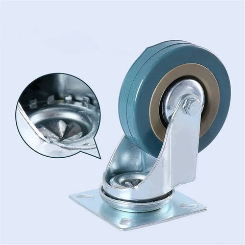 Heavy Duty Swivel Caster Wheels Four Pack With Rock Solid Metal Housing And High Temp Nylon Treads 2 Inch close-up with sealed bearings.