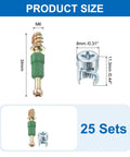 Top Shelf Cam Locking Screws And M6x34mm Furniture Connector Kit With Rock Solid Dowel Pins For Hassle Free Cabinet Assembly And Table Splicing Setup Green Color 25 Pack Bundle showing dimensions of M6 screw and cam lock.