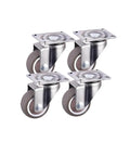 Four Pack 1.5 Inch Silent Swivel Caster Wheels For Furniture Wear Resistant Rubber Flat Rollers With Smooth Glide Single Bearing