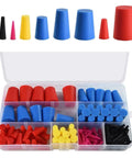 Heavy Duty 120 Pc Silicone Tapered Plugs Assortment Kit Seals Gaps Stops Leaks Heat Resistant Crack Proof Rubber Stoppers Flexible For DIY And Industrial Jobs Your Go To Fix It All Gear, assorted colors in storage case
