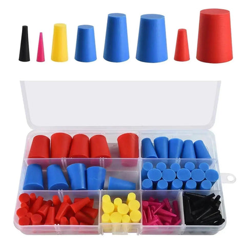 Heavy Duty 120 Pc Silicone Tapered Plugs Assortment Kit Seals Gaps Stops Leaks Heat Resistant Crack Proof Rubber Stoppers Flexible For DIY And Industrial Jobs Your Go To Fix It All Gear, assorted colors in storage case