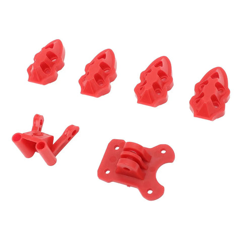 3D Printed RC FPV Drone Mounting Base Kit with motor, camera, and antenna mounts, red components for 5-10 inch quadcopter frames