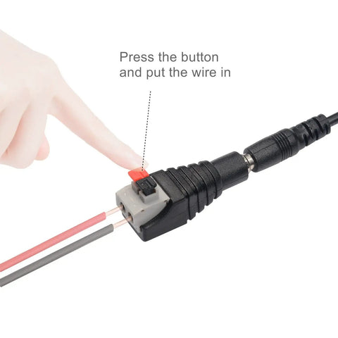 Hand connecting wires to Plug And Play Adjustable Power Supply 100-240V AC To DC 3-12V 2A 24W Dimmer Transformer