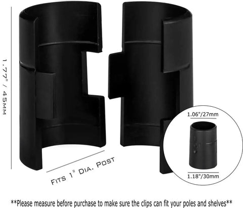 Dead Nuts Secure Wire Shelving Lock Clips And Tight Grip Shelf Sleeve Covers For One Inch Posts Built Solid With Heavy Duty Plastic In Matte Black Finish No Drama Setup Set Of 24 For Garage Workbench