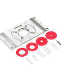 Rock Solid Aluminium Router Table Insert Plate With Precision Bushings And Aligning Rings For Woodworking Milling Trimming, includes screws.