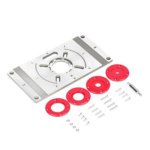 Rock Solid Aluminium Router Table Insert Plate With Precision Bushings And Aligning Rings For Woodworking Milling Trimming, includes screws.