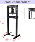 Heavy Duty 12 Ton Hydraulic Shop Press Compact H Frame Bearing Press Machine Garage Auto Repair Bench Mounted Workshop Tool dimensions 52.4 x 23.2 x 22 inches
