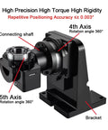 Straight Up Precision 4TH And 5TH Axis Motorized Hollow Rotating Platform Indexing Rotary Table For CNC Rotation Stage With Stepper Driver For Robotic Arm Marking Tasks close-up view showing 4th and 5th axis features.