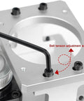 Professional Hollow Rotary Actuator Featuring Rock Solid Angular Precision And A Quick Adjust Belt Tension Knob close-up of adjustment screw.