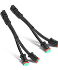 Universal Wiring Harness Splitters And Deutsch DT DTP Adapters Extension Kit For LED Pod Lights, IP68 waterproof connectors, 2pcs