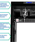 Rock Solid 27U Server Rack Cabinet Built Tough With Heavy Duty Steel For Network And AV Gear Featuring Smart Thermocontroller LCD Display and 4 cooling fans