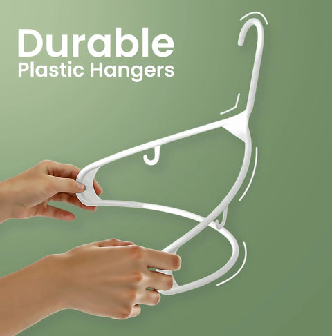 Slick White Plastic Hangers With Built In Strap Hooks 20 Pack For No Stress Closet Organization And Space Saving Wardrobe Storage Ditch The Clutter Today With These Top Shelf Everyday Essentials