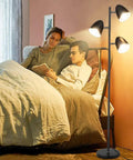 Tree Floor Lamp With 3 Lights, Industrial Modern Reading Floor Lamp With Adjustable Metal Heads in bedroom setting