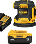 20V Max Brushless Random Orbital Sander Kit With Variable Speed 8,000 To 12,000 OPM, shown with battery and charger