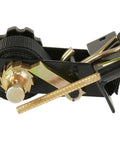 One And A Half Inch Ladder Rack Ratchet Straps With J Hooks, 7 Foot Length, 500 Lb Working Load, black powder coat detail