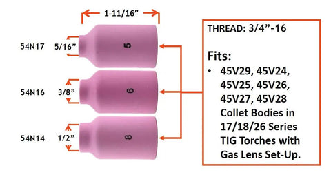 Pro Grade TIG Torch Consumables Kit With Gas Lens Setup For 17 18 26 Series Includes Tungstens And Nozzles Nozzle Sizes