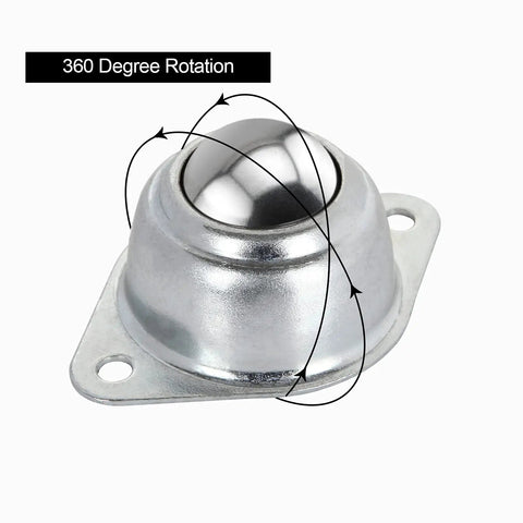 16 Pcs Three Quarter Inch Roller Ball Transfer Bearing Set With Flange Mounts, carbon steel, 360 degree rotation detail
