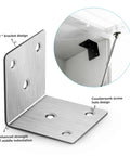 Built Tough Iron Corner Brackets For Cabinet Repair With Included Screws For Quick Diy Fixes No Sweat Power Drill Install For Shelves And Tables Slick Black Heavy Duty L Bracket Shelf Support Hardware Pack showing 90° design.