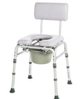 Lumex Deluxe Padded Shower Chair With Commode Opening height adjustable aluminum frame
