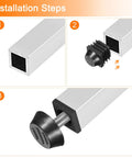 Installation steps for Four Pack Adjustable Furniture Levelers For Tables And Chairs Plastic 20x30mm Rectangle Tube Insert Screw In Glide