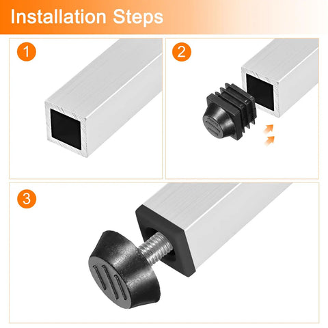 Installation steps for Four Pack Adjustable Furniture Levelers For Tables And Chairs Plastic 20x30mm Rectangle Tube Insert Screw In Glide