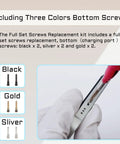 Top Shelf Complete Screw Replacement Set For iPhone 11 Full Frame Hardware Kit showing black, gold, and silver bottom screws.