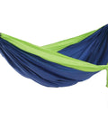 SingleNest One Person Hammock for Solo Me Time, Ultra Lightweight Portable Gear in Sapphire Chartreuse, displayed with carabiners