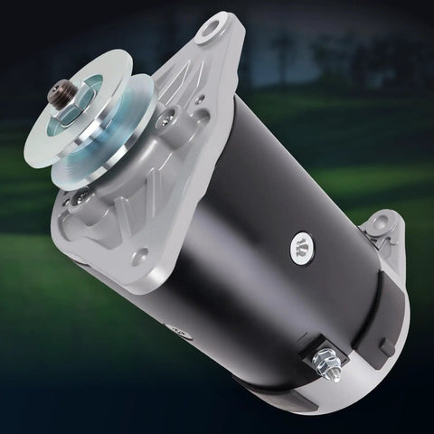 Starter Generator Replacement For Club Car Golf Carts EZ GO Toro Kawasaki Engines, side view against outdoor background.