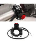 Slick CNC Universal Motorcycle Kill Switch Toggle, rugged aluminum alloy engine stop start button mounted on handlebars.