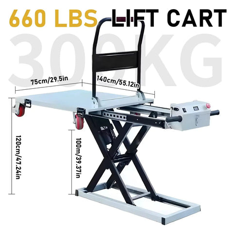 Heavy Duty Electric Hydraulic Lift Table Cart 660 Lb Capacity Portable Scissor Platform No Sweat Industrial Material Handling For Warehouse Truck Loading