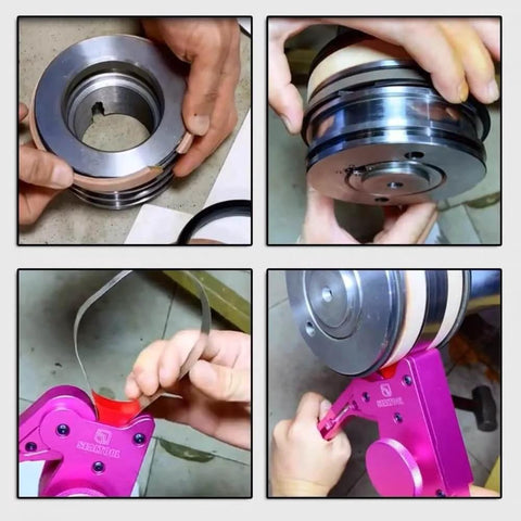 Pro Grade Hydraulic Seal Installation Tool Kit Version 5.0 demonstrating seal fitting on cylinder rods and pistons