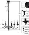 Dope Modern Farmhouse Black Chandeliers For Dining Room Wrought Iron Candle Chandelier With Chain 6 Light Fixture Details