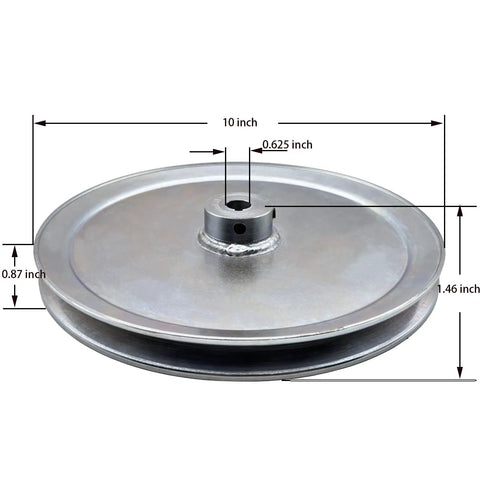 Heavy Duty 10 Inch Single Groove V Belt Pulley With Five Eighth Inch Bore For 5L 4L A B Belts, 1 Groove, Carbon Steel Construction, Zinc Plated For Rust Resistance, 1020 Steel, Durable Motor Pulley For Belt Drive Systems