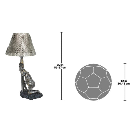Weary Knight From Battle's End Sculptural Lamp For Home Or Garden, 22 in height, pierced shade, knight in victory pose