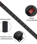 Metal Wall Mount Power Strip With 12 Wide Spaced Outlets Beefy Aluminum Mount Socket With Switch 10 Foot 14 AWG Power Cord