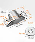Premium Bright Silver Zinc Alloy Cabinet Door Magnetic Catch With Strong Closure Latch dimensions 35.5mm x 18mm x 9mm for cupboard use.