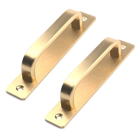 Heavy Duty Antique Barn Door Handle Pull Flush Hardware Set For Gate Garage Shed 2 Pack Gold Finish with 5.04 Inch Hole Center