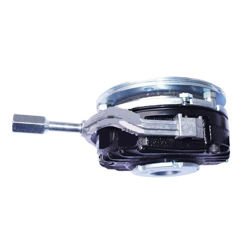 Side view of electromagnetic brake/clutch unit for DC 90V with ABS006AA, 25/30 mm shaft; Amazon BISS