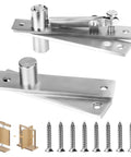 Heavy Duty Hidden Door Pivot Hinges For Wood Doors Stainless Steel Invisible Pivot Hinge hardware with screws and installation diagram