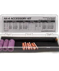 2 Series TIG Torch Consumables Kit For AK 4 Series Includes One Sixteenth Inch Cup, Three Thirty Second Inch Cup, display case