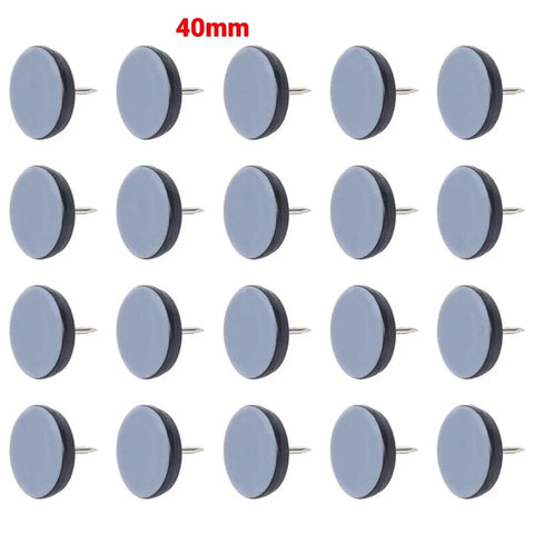 Heavy Duty Furniture Glides 80 Pack Smooth Cruise Leg Pads With Tapered Nail Feet Universal Floor Protectors For Hardwood Tables Sofas And Recliners Quick Install Scratch Guard Movers 40mm gray round pads