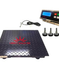 Straight Shooting Heavy Duty Floor Scale With Slick Digital Screen For Warehouse Shipping And Commercial Weighing 24x24 Base 2500 Lb Capacity with display and leveling feet.