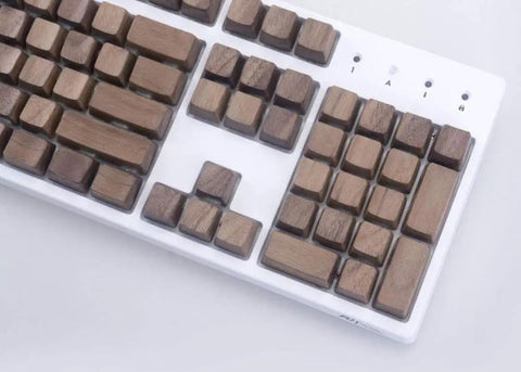 GH60 Full Set Solid Wood Keycaps For Cherry Mx Switch Mechanical Gaming Keyboards 104 Keys on white keyboard