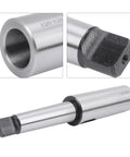 MT4 to MT4 taper drill sleeve reducing adapter in silver metal; bore and end detail visible.